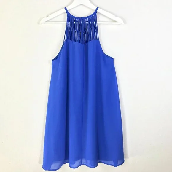 Lulus Royal Blue Halter Swing Dress Size Small - Picture 3 of 10